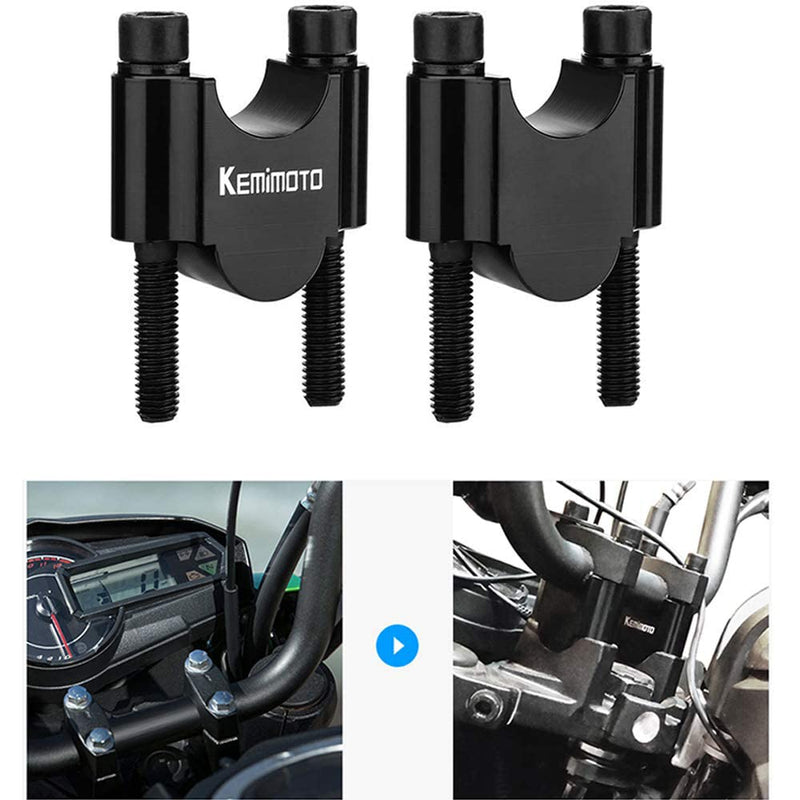 KEMIMOTO 7/8 Inch Motorcycle Handlebar Risers, Aluminum Alloy Motorcycle Risers, Compatible with Sportster Softail Dyna V-star Shadow, Universal Motorcycle Accessories 7/8" Black