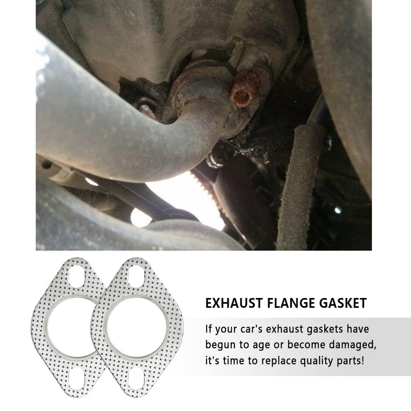 2PCS Car Exhaust Gasket,2.25" 2-Bolt Exhaust Flange Gasket Car Accessories,Professional Exhaust Manifold Gasket Made of High Temp Gasket Material (2.25 inch) 2.25inch
