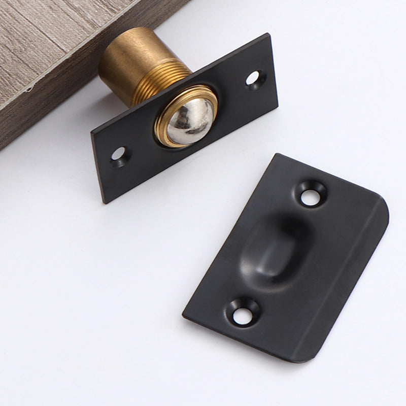 12Pack Door Ball Catch Replacement Bulk, Adjustable Closet Ball Bearing Door Latch, Strong Drive Closing Door Accessories for Interior Doors, Solid Brass Body & Stainless Steel Strike Plate Black 12 Pack