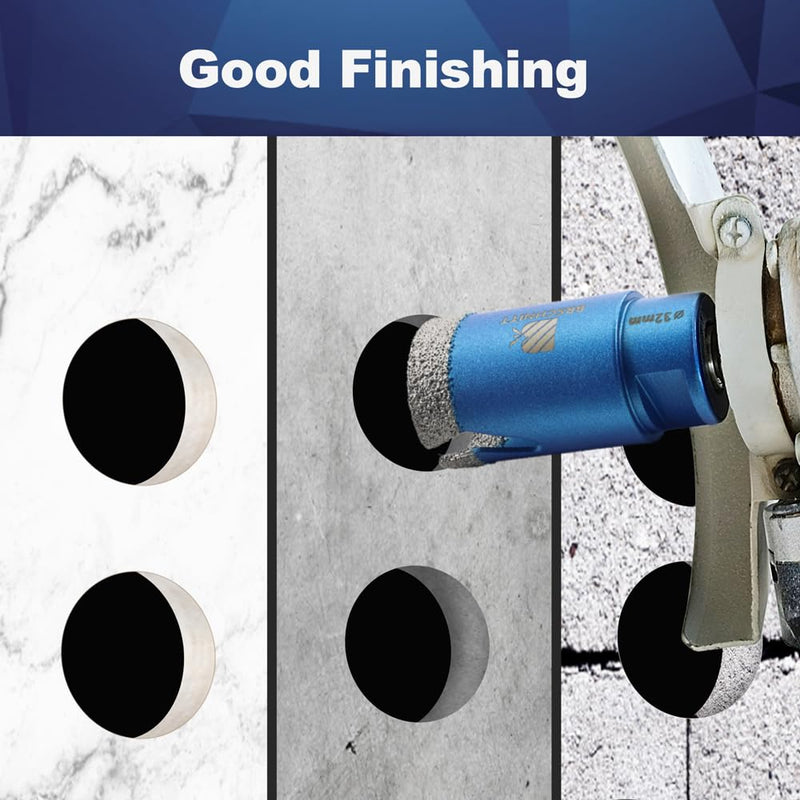 4 1/2 Inch Diamond Core Drill Bit for Porcelain Tile Ceramic Marble Granite Drilling,BRSCHNITT Vacuum Brazed Diamond Hole Saw with 5/8-11 Thread 115mm(4 1/2")