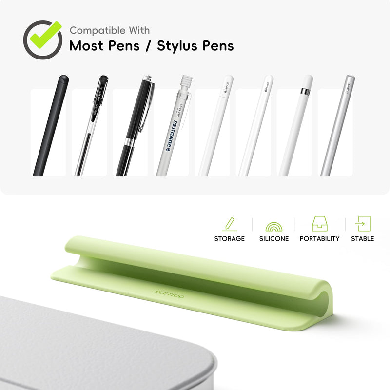 ELETIUO Silicone Pencil Holder Sleeve,Compatible with Apple Pencil (USB-C),Apple Pencil 1st/ 2nd Generation,Strong Adhesive Sticky Attached to iPad Case for Stylus Pens and Most Pens,Green Green