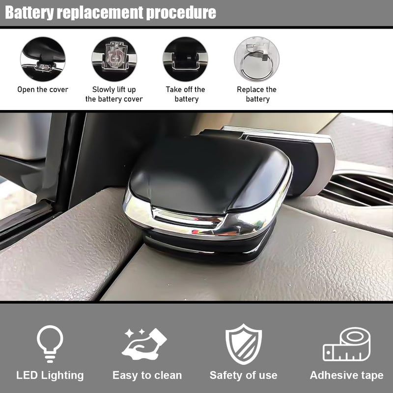 Car Ashtray with Lid, Flame Retardant Car Cigarette Ash Trash Can with Led Light, Waterproof Plastic Mini Ashtray Suitable for Most Vehicles, Universal Car Accessories (Black) Black