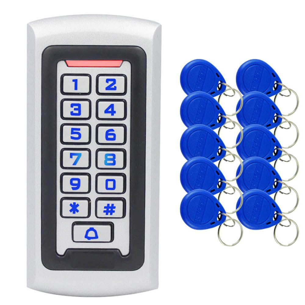 Stand Alone Access Control Keypad,Metal RFID Card Reader,Door Access Control System Lock,Electric Gate Opener,Gate Lock,2000 User,Wiegand 26-bit,Proximity 125Khz RFID Card Keyfob