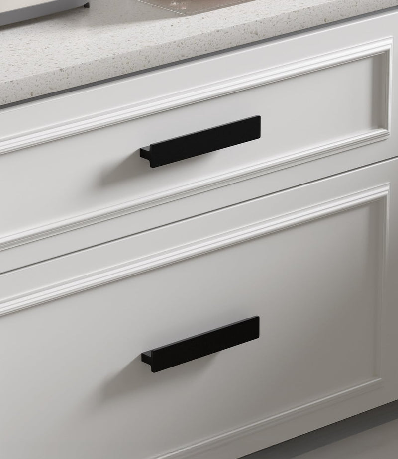 Goldenwarm 10 Pack 5 Inch Kitchen Cabinet Handles Matte Black Drawer Pulls for Bathroom Black Cabinet Handles Dresser Drawer Hardware Finger Edge Pulls for Cabinets 5in Hole Centers