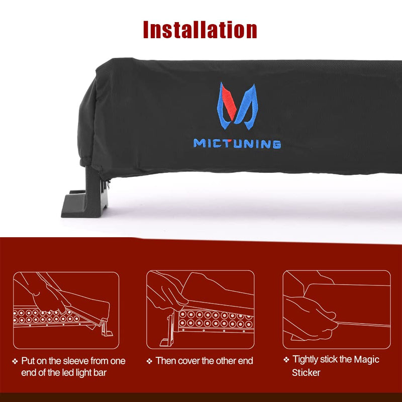 MICTUNING 52 inches Universal Straight and Curved LED Light Bar Cover - Water-Resistant, Windproof, Dustproof, Snowproof Scratch-Proof Protective Sleeve 52" Light Bar Cover