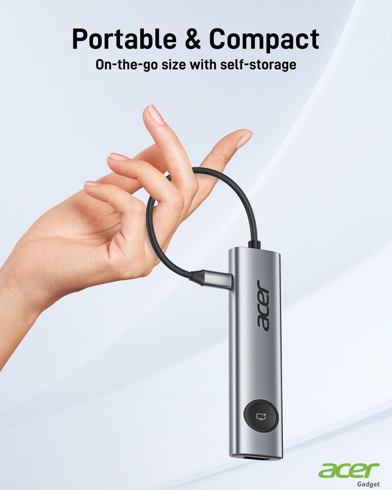 Acer 4K@60Hz USB C Hub, 7 in 1 USB C to HDMI Splitter with USB-A 3.1 & Type-C Data Port, 100W PD & SD Card Reader, USB-C to HDMI Adapter for iPad Pro MacBook Pro Acer Laptops & Other Type C Devices Grey