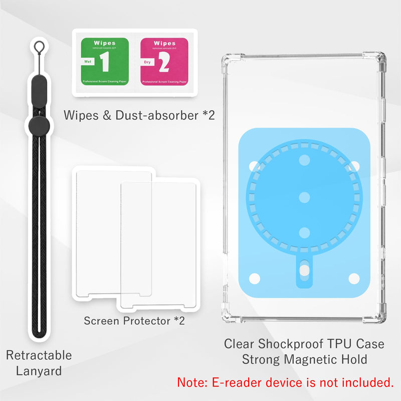 Clear Magnetic Protective Case for XTEINK X4 E-Book Reader | Ultra-Thin Lightweight Durable Cover, 2 Pack Anti-Scratch Ultra Clear Screen Protector Film