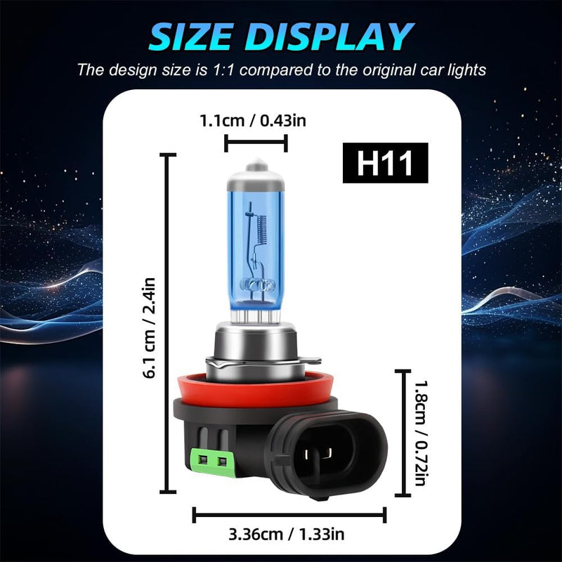 Halogen Bulbs Replacement Lighting Bulb For Hyundai Santa Fe 2013-2016,H7 High Beam & H11B Low Beam & H11 Fog Lights Headlight Bulbs Kit,12V 100W 6000K,Plug And Play,Pack of 6