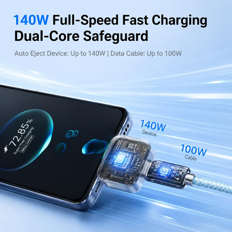 Auto Stop Charging Adapter – USB-C Fast Charger with Power Separator | Smart Physical Disconnect Charger for Battery Protection, Compatible with iPhone 17/16/15 Pro Max, Laptops, Tablets