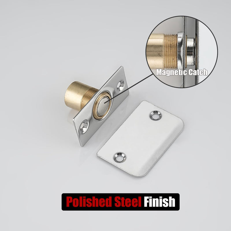 JQK Closet Magnetic Door Ball Catch Hardware, 430 Stainless Steel Catch Adjustable with Strike Plate, Polished Steel Finish 8 Pack, HBC120-BN-P8 Magnetic 8 Pack Chrome