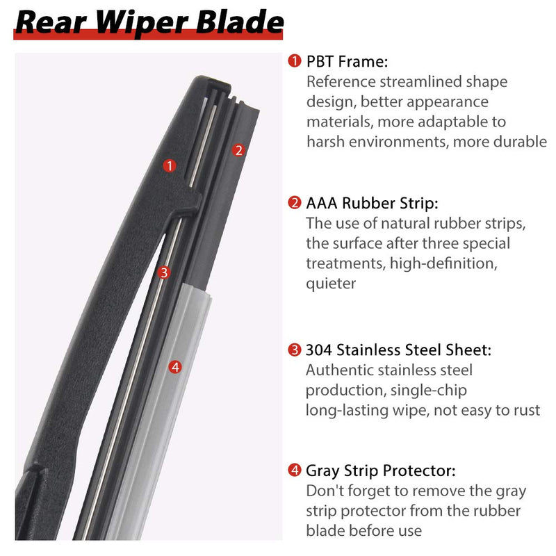 Replacement for 2009-2020 Dodge Journey Vehicles, Rear Windshield Back Wiper Arm Blade Set - OTUAYAUTO Factory OEM Replacement 68040371AA