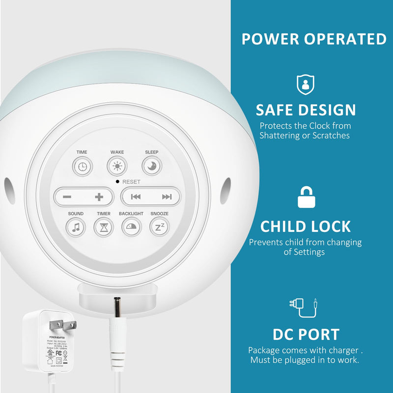 iHoo Toddlers Sleep Training Clock, Kids Alarm Clock with Night Light & Nap Timer, Ok to Wake Clock for 2-9 Years Girls Boys White