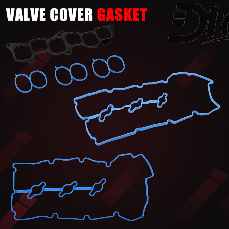 Engine Valve Cover Gasket Set Compatible with Hyundai Kia Vehicle Azera Entourage Santa Fe Sonata Veracruz, Amanti Sedona Sorento, 3.3L 3.8L V6 2006-2011 Replace# VS 50750 R, VS50750R