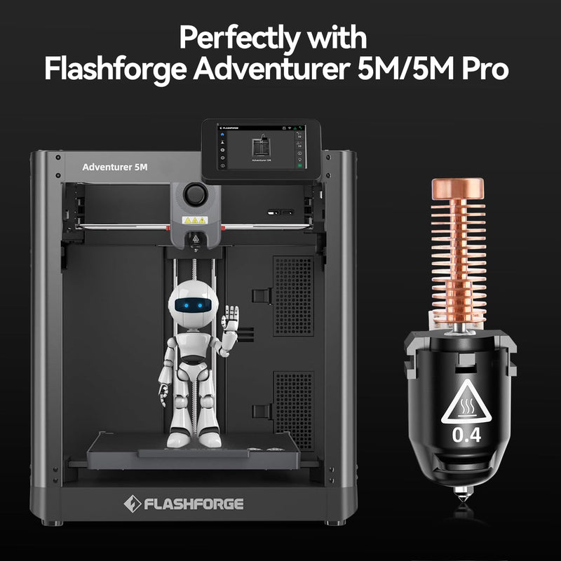 CCTREE Original AD5M Hotend for FLASHFORGE Adventurer 5M/5M Pro, 0.4MM | All Metal Complete Hotend with 0.4MM Nozzle, 32mm³/s Large Flow, High speed, Max 280℃ High Temperature High Flow
