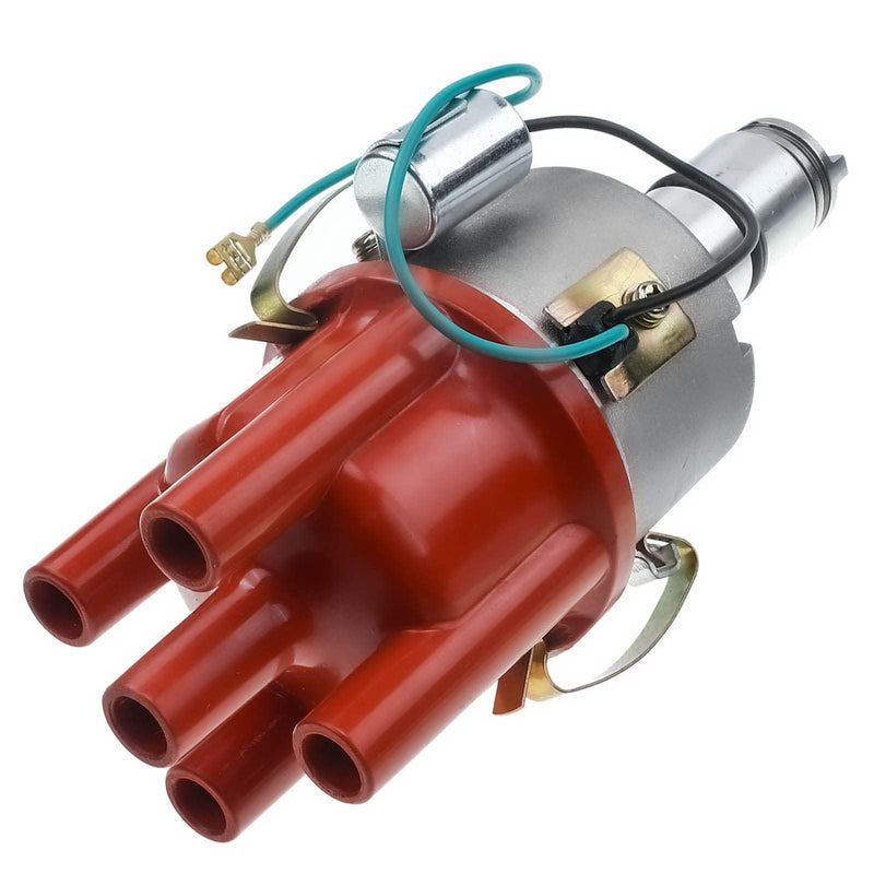 A-Premium Ignition Distributor with Cap & Rotor Compatible with Volkswagen Beetle, Campmobile, Fastback, Karmann Ghia, Rabbit, Scirocco - 1.5L/1.6L 4 Cyl Red Cap