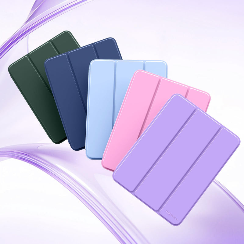 MoKo Slim Case for iPad Air 11 Inch, iPad Air 5th/4th Gen, Lilac | With Pencil Holder, Supports Touch ID, Hard PC Back Shell, Trifold Stand Design, Auto Sleep/Wake, 2 Adjustable Angle