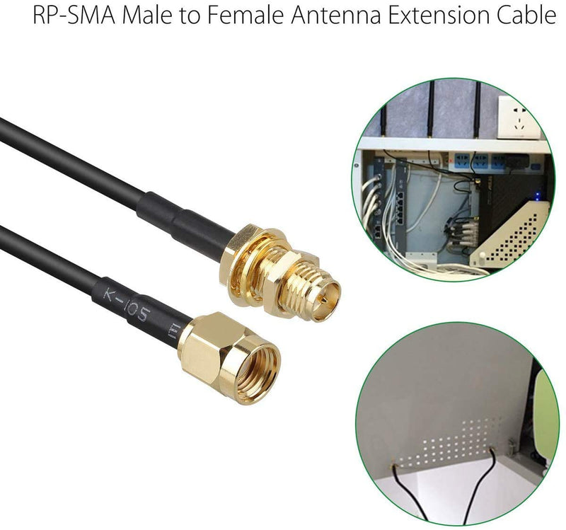 5-Pack 16ft WiFi Antenna Extension Coaxial Cable RP-SMA Male to RP-SMA Female for WiFi LAN WAN Router Bridge Antenna Security IP Camera Signal Booster Repeater Wireless Network Card Adapter