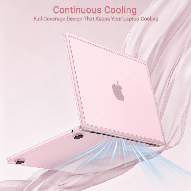 MOSISO Compatible with MacBook Air 13 inch Case M5 M4 M3 M2 2026-2022 | Reinforced Hard Shell&Puffy Bag&Keyboard/Webcam Cover&Screen Film for Mac Air 13.6, A3449 A3240 A3113 A2681, Pink
