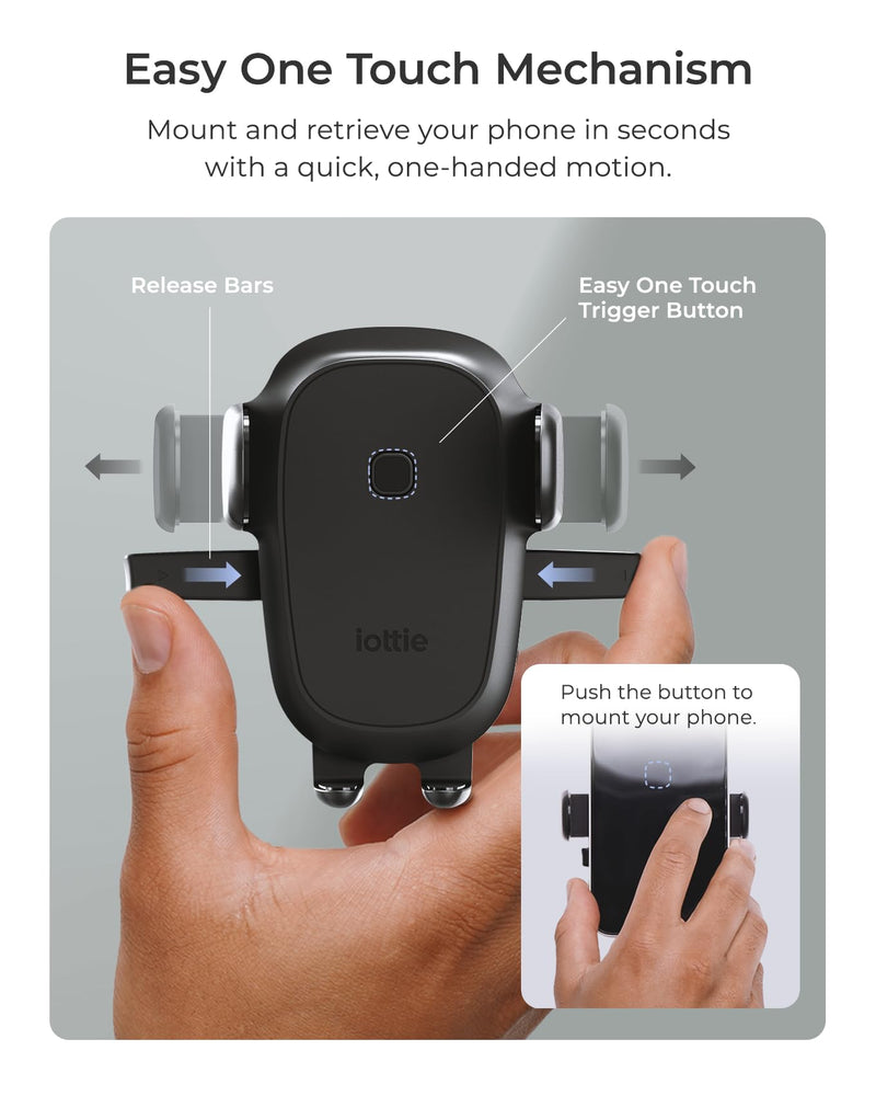 iOttie Easy One Touch Wireless 3 Dash & Windshield Car Mount, 15W Qi Fast Charging Phone Holder, One-Handed Auto Clamp, Adjustable Smartphone Mount for iPhone 17 Pro Max, iPhone 12-17, Samsung, Pixel