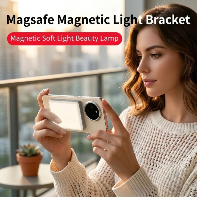 Magnetic Selfie Light for iPhone, Selfies Video Lighting, Clip, Magnetic or Camera Mount, Ideal for TikTok, Zoom, Makeup, Live Streaming