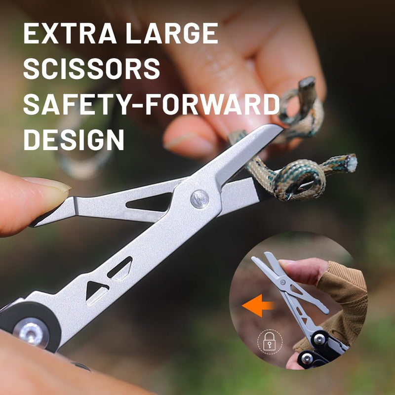 GrandHarvest 17-in-1 Stainless Steel Multi-Tool, self-locking practical multi-tool, equipped with large multi-purpose pliers, folding knife, belt clip, and nylon sheath, men's gift, EDC multi-tool
