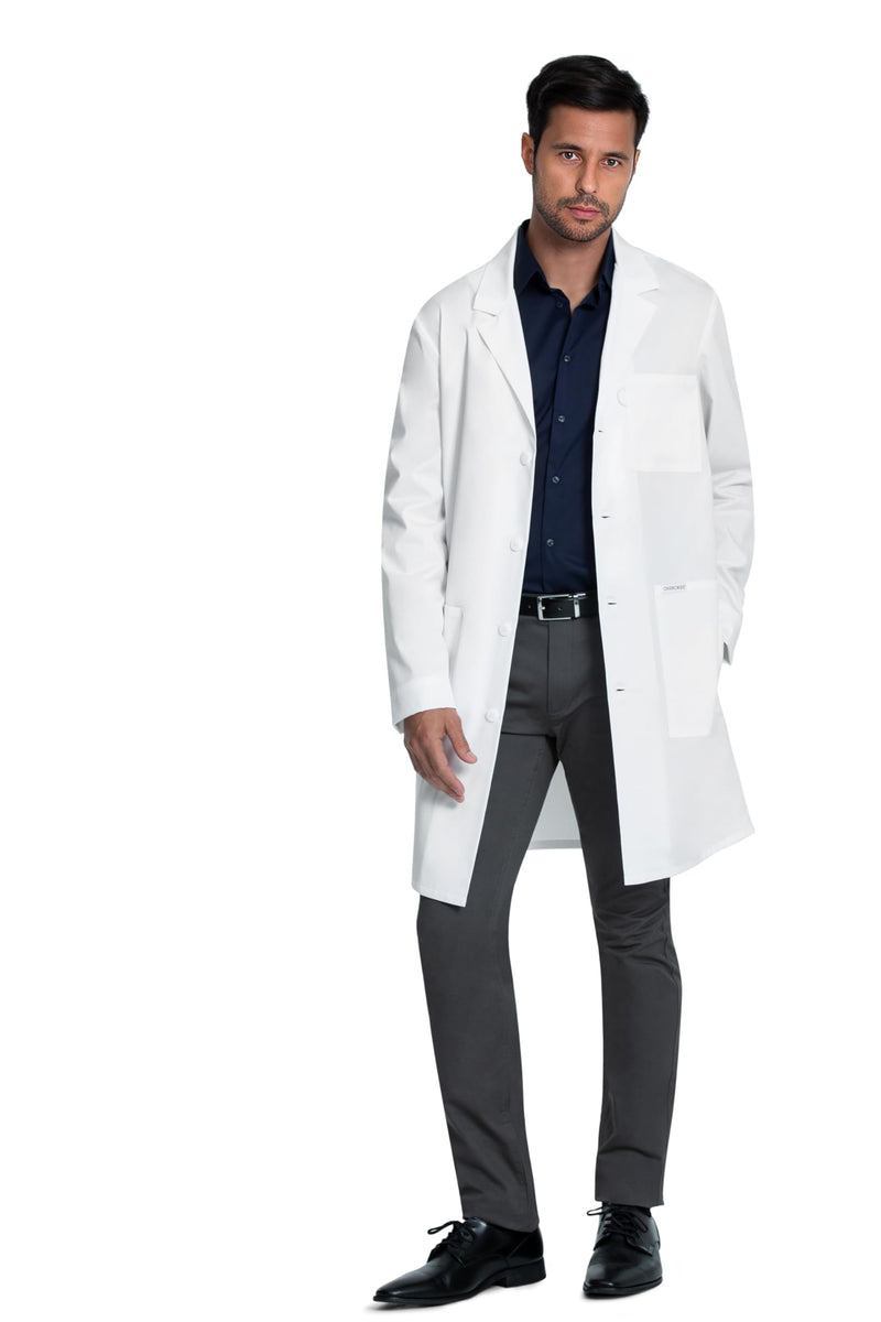 Cherokee Lab Coat for Men or Women with 3 Pockets and Center back length 38" CK460 Standard Size 38" Large White