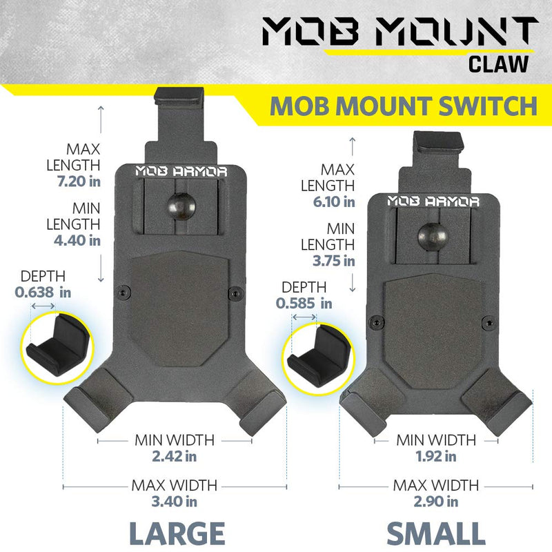 Mob Armor Mob Mount Claw with 360° Rotation - Universal Phone Mounting Clamp for Motorcycle, Jeep, Dirt Bike, Car, ATV, Boat, Truck, Emergency Vehicle - Large, Black