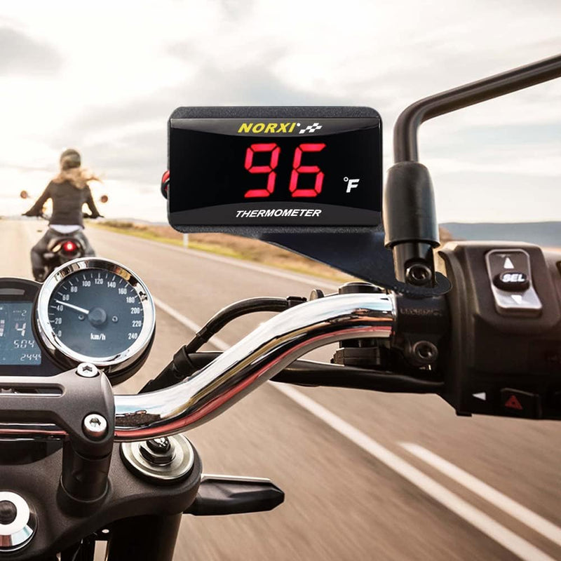 Cylinder Head Temperature Meter Engine Temperature Gauge with 10mm 14mm Probe Sensor Adapter (Blue,10mm) Blue