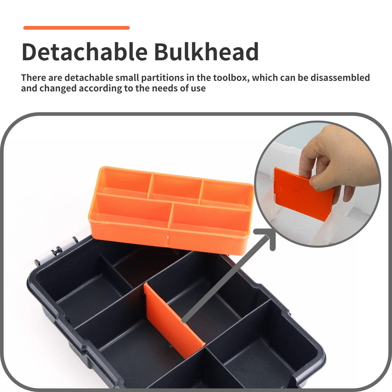Tool Box Organizers, Components Storage Box Small Parts Tool Box Holder Hardware Storage Box Tools Organizer Container with Removable Plastic Dividers