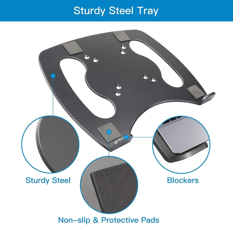 HUANUO Dual Monitor Stand&Laptop Tray Steel Notebook Holder for Monitor VESA Mount Stand