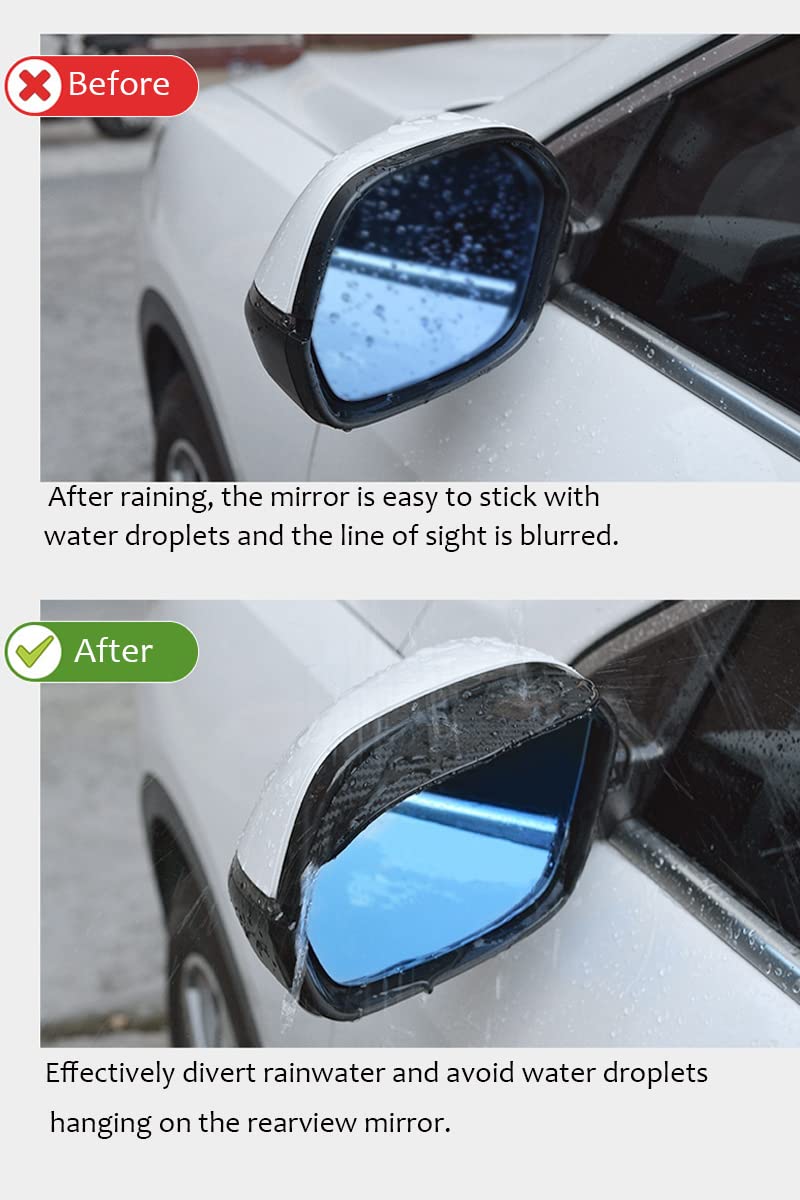 Pincuttee Mirror Rain Visor Eyebrow, Side Mirror Rain Guards, Covers for Car Uniservial Fit 2 Pack Black