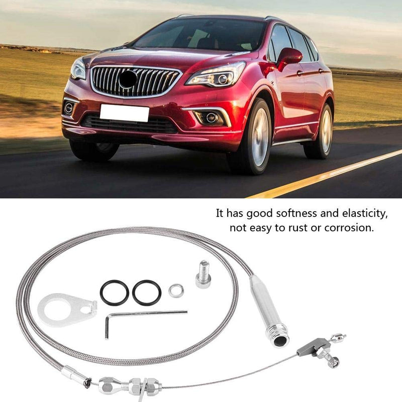 KIMISS 700R4 Kickdown Cable, Car Stainless Steel Braided Transmission Detent Cable (Silver)