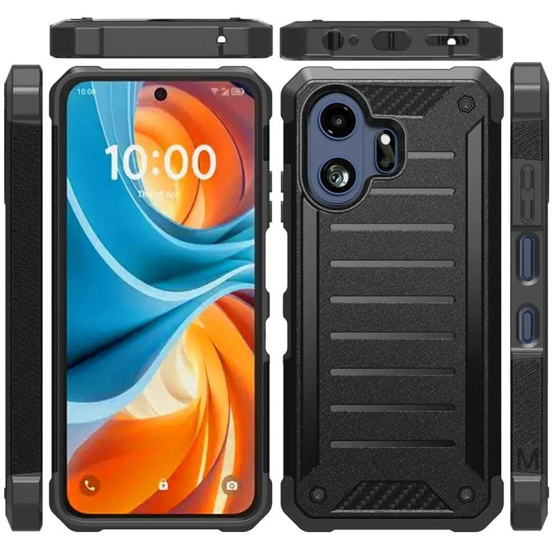 HRWireless Compatible for TCL NXTPAPER 70 Pro Shock-Resistant Design Hybrid Phone Case, Textured Grip, and Raised Edges + Tempered Glass Screen Protector Black