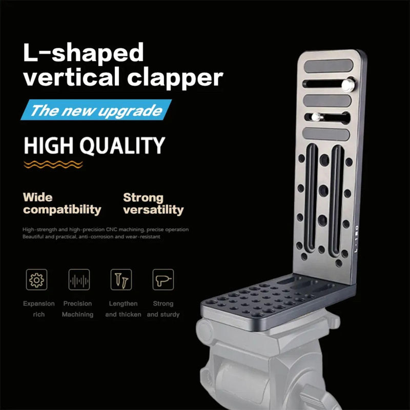 Camera L Bracket Vertical Horizontal Switching Tripod Quick Release Plate, DSLR Camera L Vertical Clapper Bracket Compatible with Canon Nikon Sony DJI Osmo Ronin Zhiyun Stabilizer Tripod Monopod