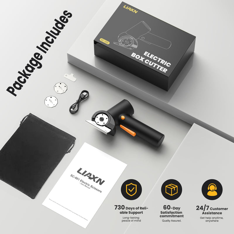 Cordless Electric Scissors, Cardboard Cutter & Rechargeable Power Shears — 4000mAh Battery, 3-Speed Digital Display, LED Light, Cuts Leather/Carpet/Cardboard — for Crafters, Home & DIYers