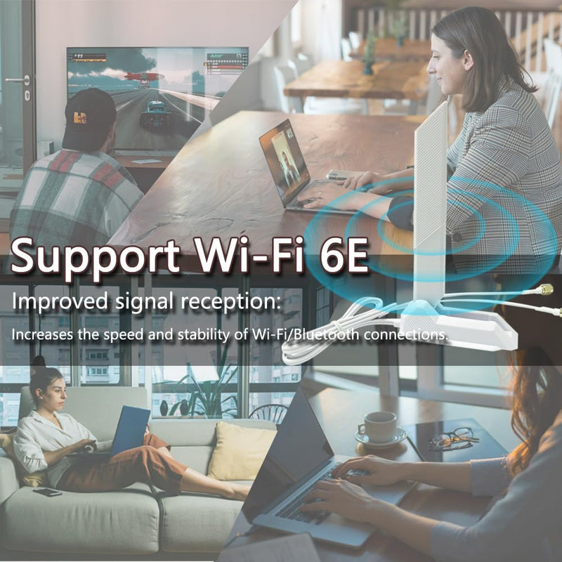 ZAHARA 2.4/5.8/6GHz RP-SMA Tri Band WiFi 6E Antenna for ASUS ROG Strix B550-F Gaming WiFi II/Prime B550-PLUS/ROG Strix B550-A B450-F B650-A B650E-F Z690-F Z790-F Z790-A Z690-A Z790-E Z790-I Z690-E