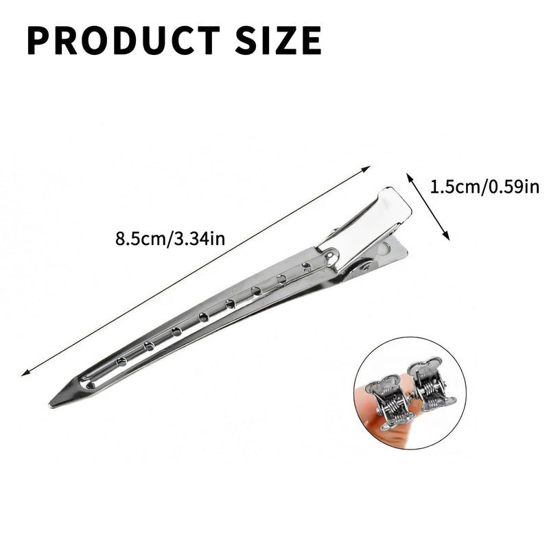 Vacallity 40-Pack Hairdressing Duck Bill Clips, 3.5” Metal Pin Curl Clips for Sectioning, Styling & Blow Drying, Long Roller Alligator Hair Clips for Salon & Home Use