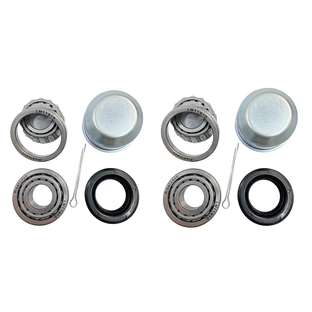 3/4'' Axles Trailer Wheel Hub Bearings Kit,LM11949/LM11910,0.7500" ID,1.7810" OD, 84389TC Seal OD 45.72 mm,Dust Cover and Cotter Pin,2 Set