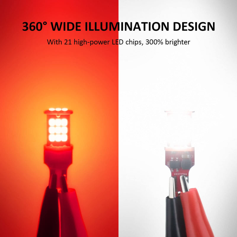 921 LED Bulb, Strobe 3rd Third Brake Light Bulb Red and Truck Cargo Bed Lights White, 300% Brighter Non-Polarity 194 912 T15 906 904 902 W16W, Pack of 4 921/912 Red+White