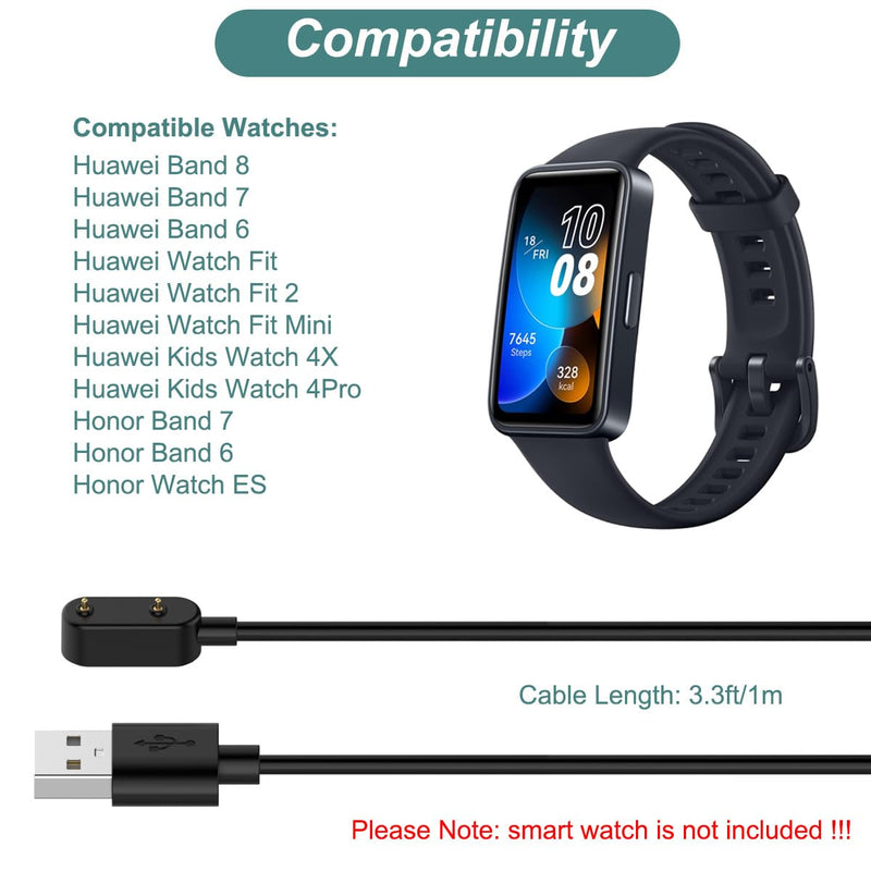 Charger for Huawei Band 9/8/7/6, Huawei Watch Fit/Fit 2/Fit 3/Fit Mini, Huawei Kids Watch 4X/4Pro, Honor Band 7/6, Honor Watch ES, Replacement Smart Watch Charging Cable (3.3ft/1m) 1