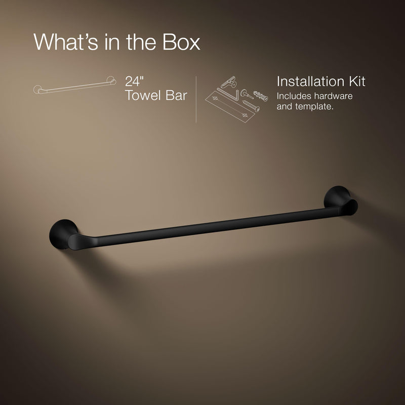 Kohler 27394-BL Simplice® 24" Towel bar, Matte Black 24"