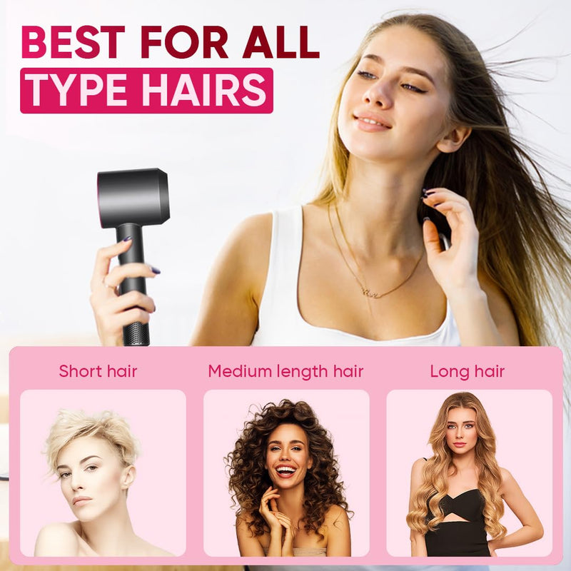  [AUSTRALIA] - Ionic Hair Dryer with Diffuser for Curly Hair - Lightweight Travel Hairdryer for Women - Fast Drying Hair Dryer with Diffuser & Accessories - Hair Diffuser for Women Gifts