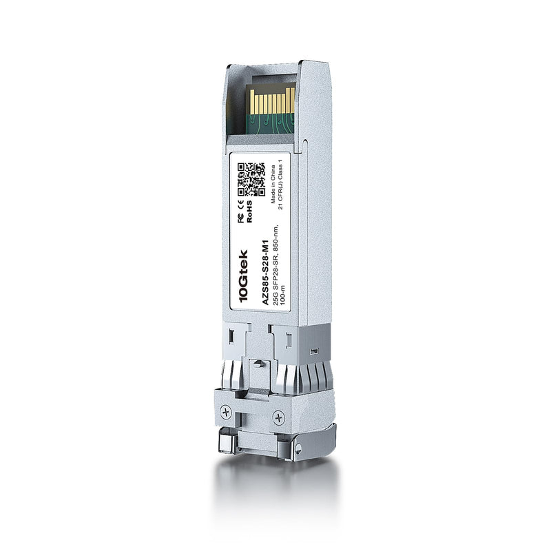 10GTEK 25G SFP28 SFP+ SR Transceiver, 25GBase-SR Duplex LC MMF Optical Module for Intel E25GSFP28SR, 850nm, DDM, up to 100m 25GBase-SR: 100m 1