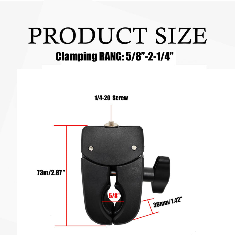 Camera Clamp Mount Monitor 360 Degree Ball Head Arm Adapter with 1/4"-20 Thread Compatible with Canon Nikon DSLR Camera Compatible with Gopro/Led Light Stand (1/4" Male Screw clamp) 1/4" male screw clamp