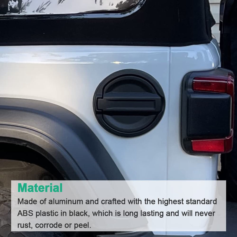 Fuel Filler Door Locking Gas Tank Cap Cover Compatible with Jeep Wrangler 2018-2023 JL & Unlimited Gas Tank Cap Aluminum Fuel Filler Door Cover