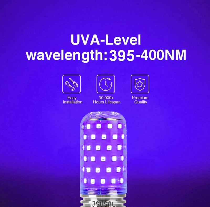 LED Black Light Bulb, AC 85-265V E26 Medium Base,Dimmable,2-Pack | 10W,Wavelength 395-400nm,Glow in The Dark for Body Art Paint, Fluorescent Poster, Neon Glow Party,Holiday Decorations 2