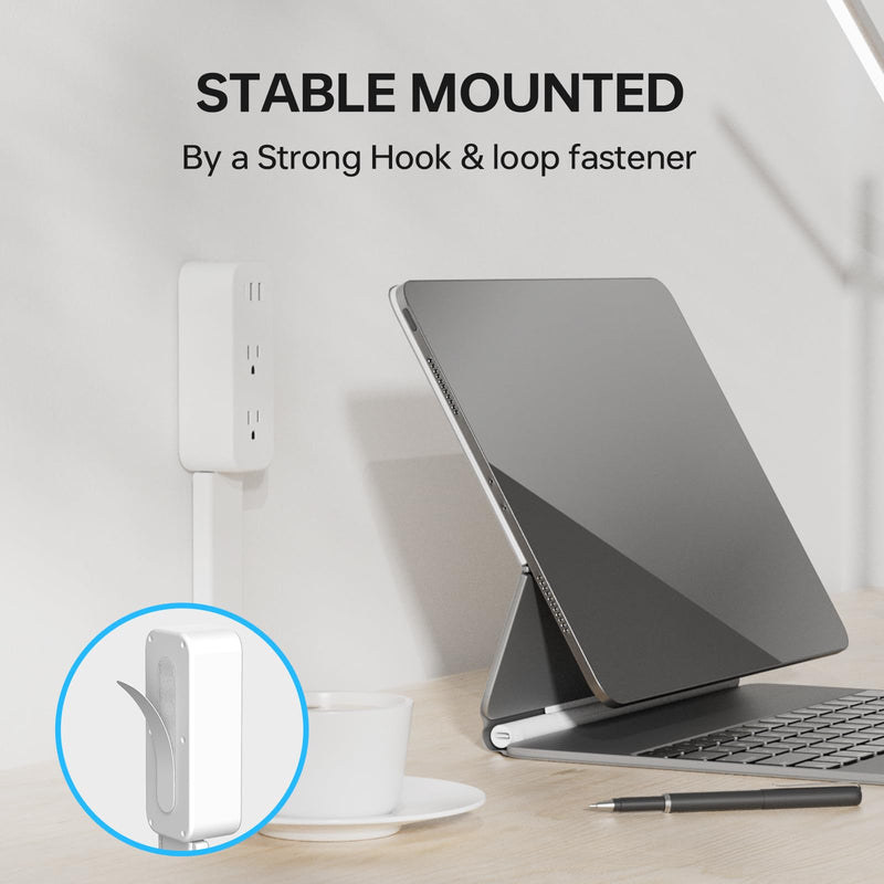 35 Inch Retractable Power Extender Strip, 180° Rotating Plug | Extend 23 to 35 inches, Access Hard-to-Reach Socket, Designed for Behind Couches, Nightstands, Desks, and More White