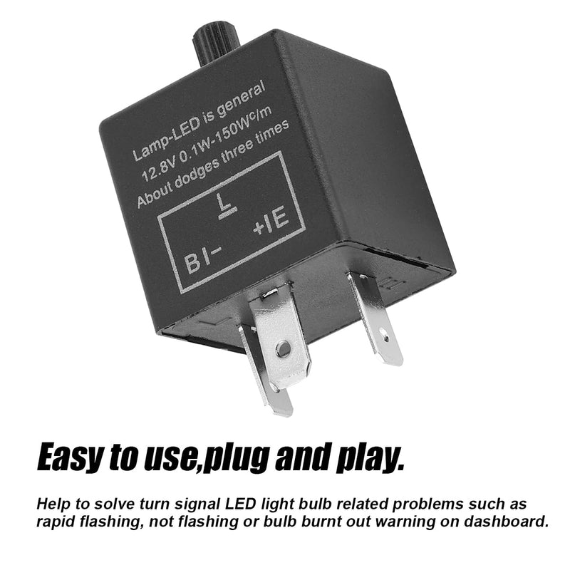 AUCELI Car Flasher Relay, CF-13 3 Pin LED 12V Adjustable Vehicle Electronic Blinker Relay, Flasher Relay for LED Turn Signal Fixing Hyper Blink Flash, Universal Automotive Accessories