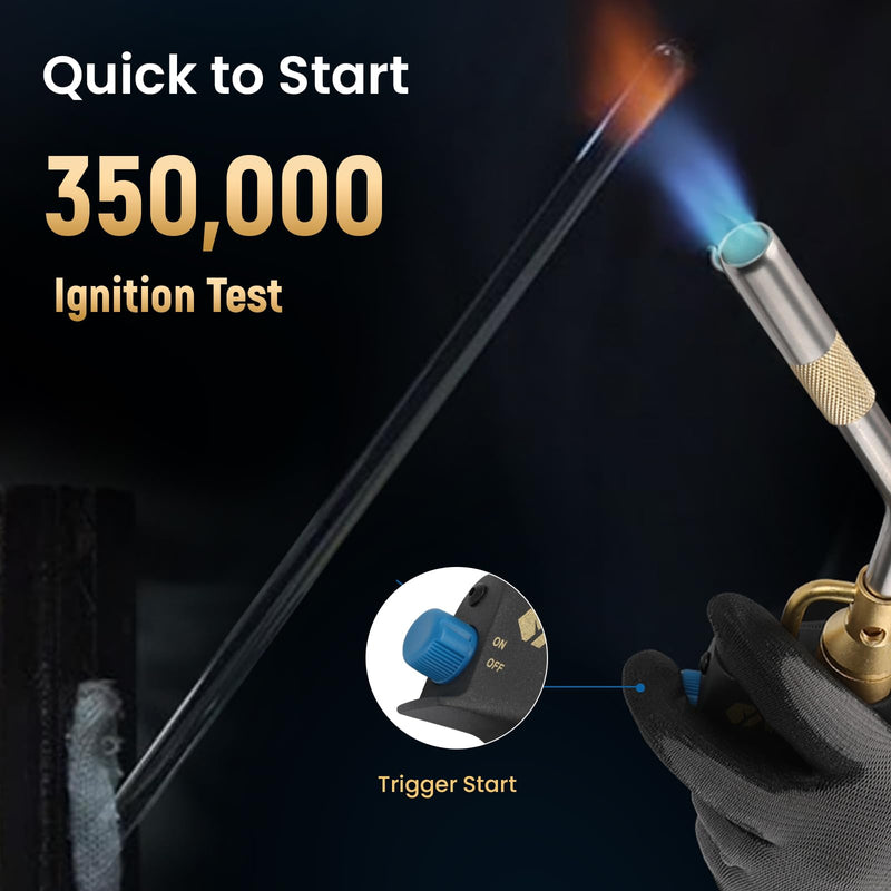 Propane Torch Head, Map Gas Torch with Igniter and Flame Adjustable, Hand Blow Torch with Fuel by Propane MAPP MAP PRO Gas, for Plumbing Soldering Lighting Campfires and Grills (CSA Certified)