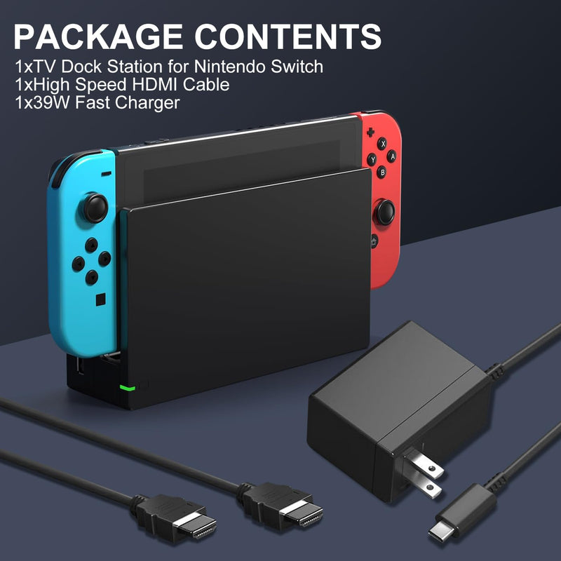 TV Dock Station for Switch,Replacement 3 in 1 Switch TV Docking | Station Set with Original IC Module, AC Charger, 1080P HDMI Cable Accessories for Switch Console